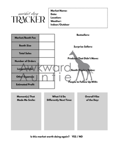Market Day Tracker – Printable Vendor Log (Color + B&W Options)