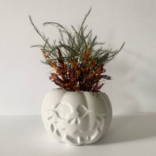 Concrete Pumpkin with Dried Floral Bouquet - Neutral Seasonal Decor