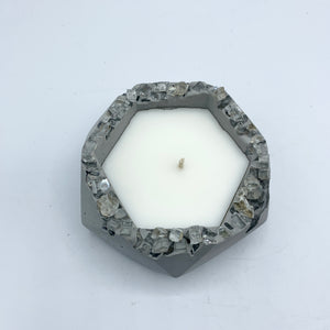 Small Geometric Candle with Crystal Accent - Various Colors